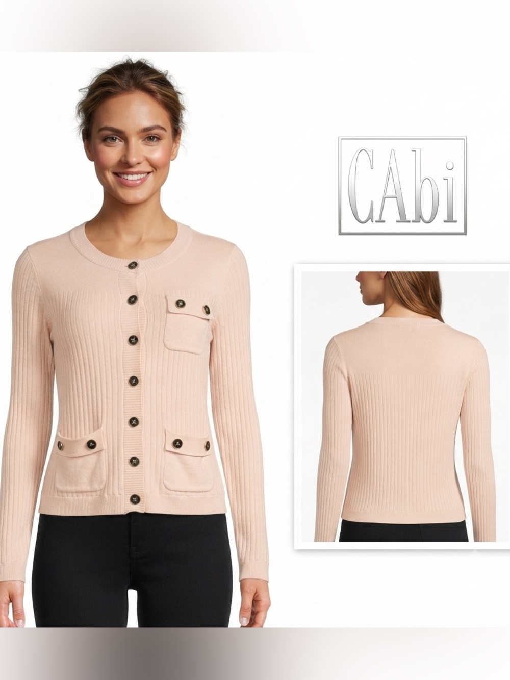 CAbi Blush Pink Cashmere Blend Cardigan Style 494 Small